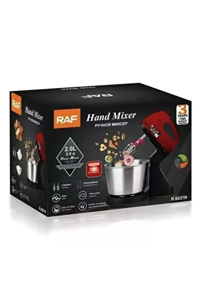 raf 2-in-1 mixer R6637R, 250W, 7 speeds, 2L stainless steel bowl, red-black