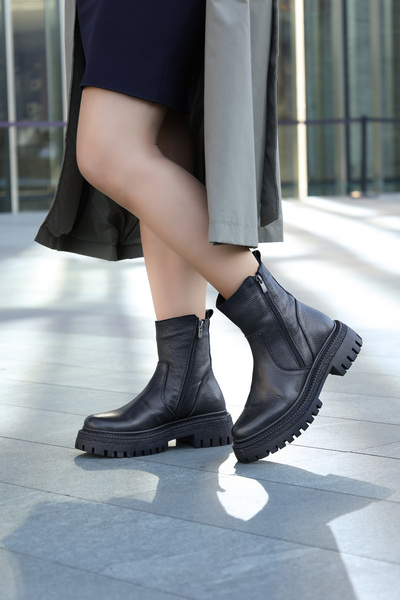 FAST STEP Genuine Leather & Fur Women's Classic Boots 657Kza2510