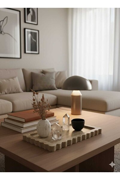 FARALYAHOME Natural Travertine Marble Tray, Bathroom Organizer, Presentation Plate with Edge Detail