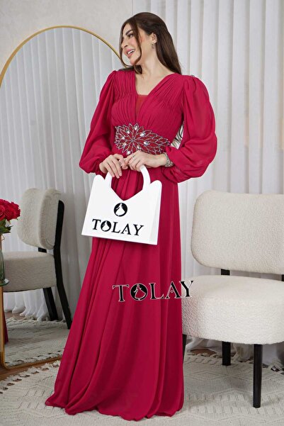 tolay فستان سهره نسائي شيفون سهره