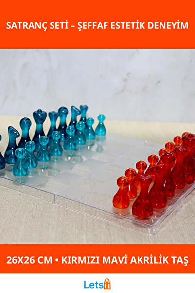 Letsii مجموعة شطرنج حديثة من الأكريليك الشفاف باللون الأحمر والأزرق مقاس 26 ×...