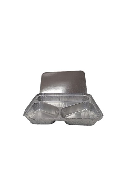 MSG PACKAGING Set of 50 aluminum casseroles, 3 compartments + aluminum lid