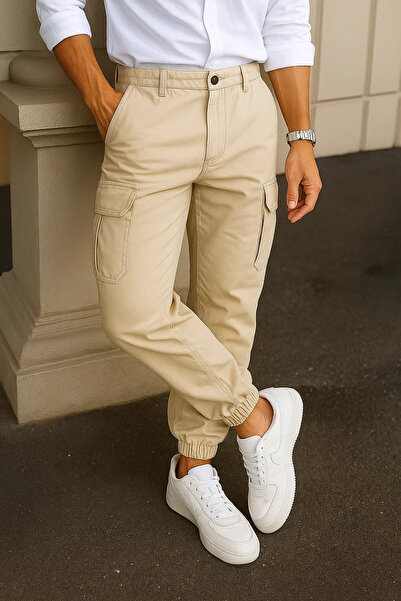DAMGA JEANS Erkek Günlük Trend Lastikli Taş Taktik Kargo Pantolon
