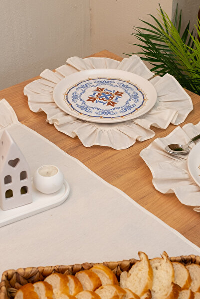 abidehanım Lira | 7 Piece Ruffled Tablecloth Presentation Set 40 X 150