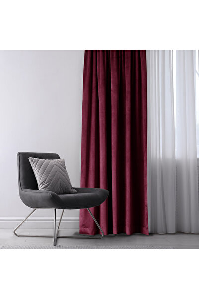 Amelia Home Velvet curtain with rings, Velvet, 210 g/m2, opacity 77%, 140 x 245 cm, Red, 1 pc.
