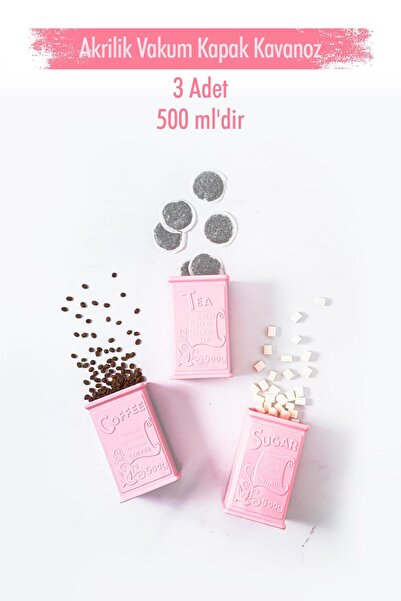 Mustran Acrylic Soft Pink Sugar Coffee Tea Jar 500 Ml (Vacuum Lid)