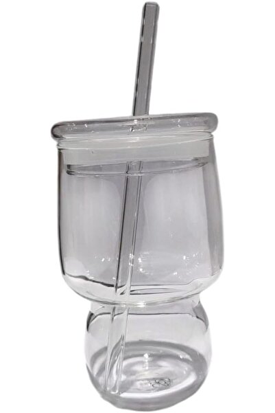 B&D B & D Double-Wall Glass Cup with Lid and Straw (Transparent)