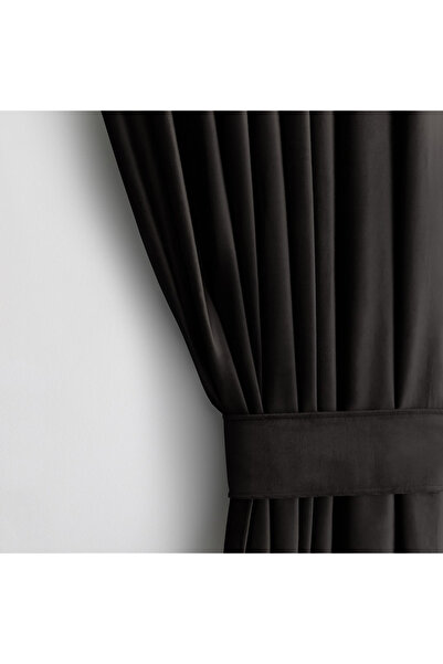 Amelia Home Velvet curtain with rings, Velvet, 210 g/m2, opacity 77%, 140 x 270 cm, Black, 1 pc