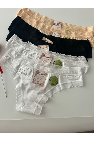 nuda luna Women's Thong Panties Bamboo-Black,White,Skin 6 Pieces