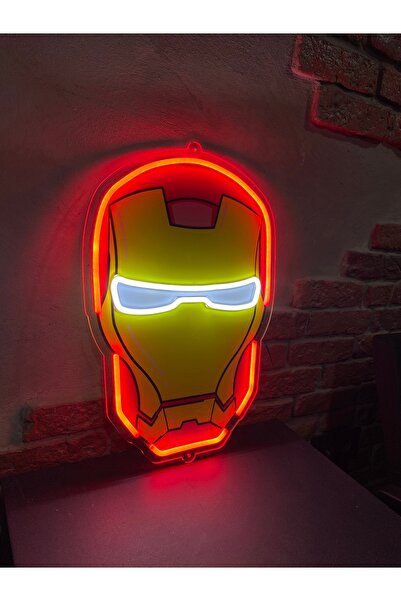 'IRONMAN' Işıklı ve Uv Baskılı Neon Led Dekoratif Duvar Tabelası(33X48CM)