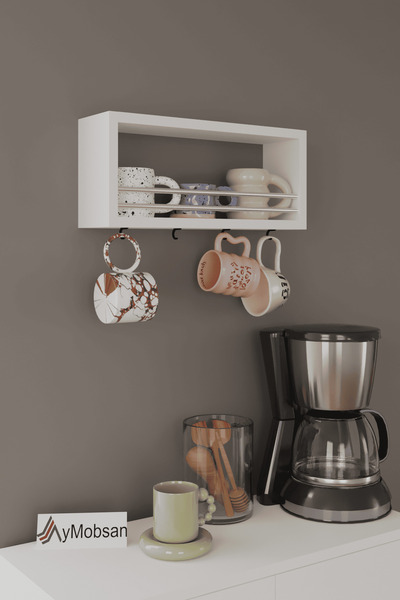 AYMOBSAN Trend Kupa Standı, Bardak Tutucu, Kupa, Fincan Askılığı Çok Amaçlı Raf 45 CM