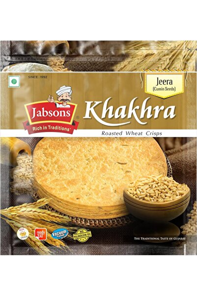 Jabsons جيرا خاخرا المحمصة، 180 جرام - وجبة خفيفة من الشاي الغوجاراتي، بدون ب...