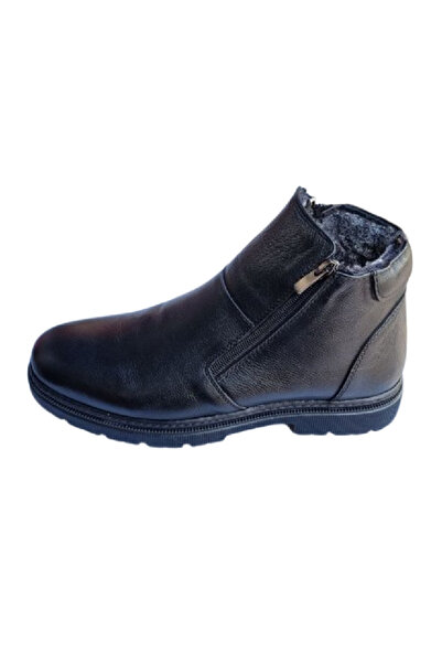 DESİMEN حذاء من الجلد الطبيعي بنعل حراري وبطانة من الصوف الدافئ مع سحاب