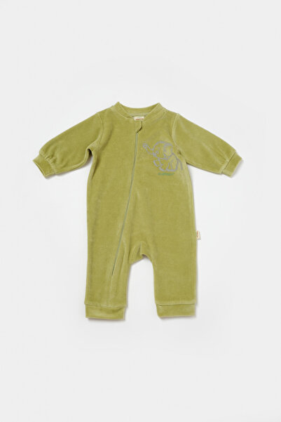BabyCosy Elephant Jumpsuit with long sleeves made of 80% cotton and 20% polyester - Green, 12-18 Months