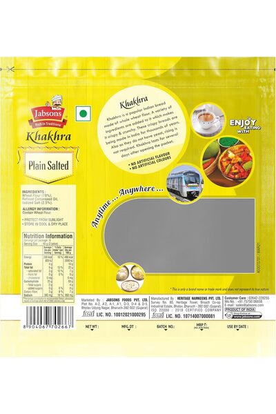 Jabsons Khakhra Plain Salted Vacc 180gm