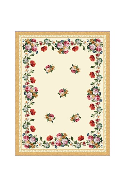 Casa de bumbac Fata de masa in stil gobelin, Casa de bumbac, 140x240 cm, floral, bej