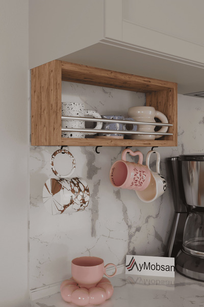 AYMOBSAN Trend Kupa Standı, Bardak Tutucu, Kupa, Fincan Askılığı Çok Amaçlı Raf 45 CM