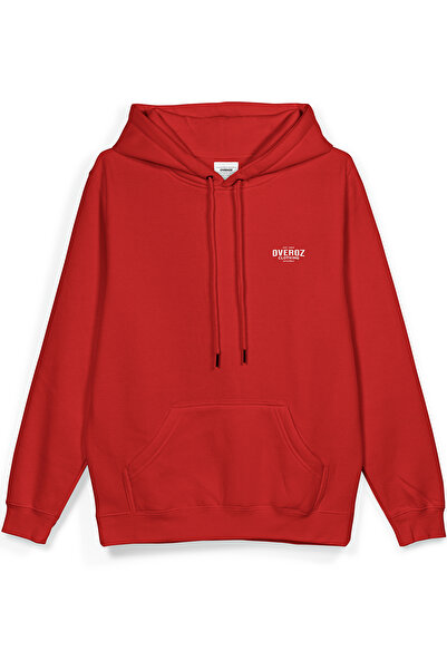 Overoz 99 Back Printed Hooded Oversized Sweatshirt Red Hoodie H1408