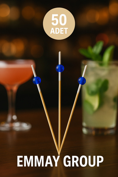 İthal Bambu Mavi Top Kürdan 12 Cm, Parti, Sunum,hamburger, Kokteyl, Renkli, D...