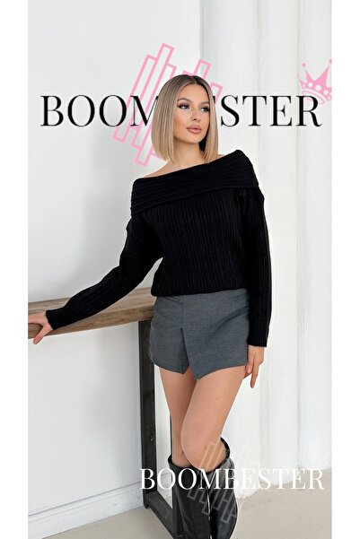 BoomBester Γυναικείο πλεκτό πουλόβερ με λεπτομέρεια στον ώμο, μαλακό πλεκτό π...