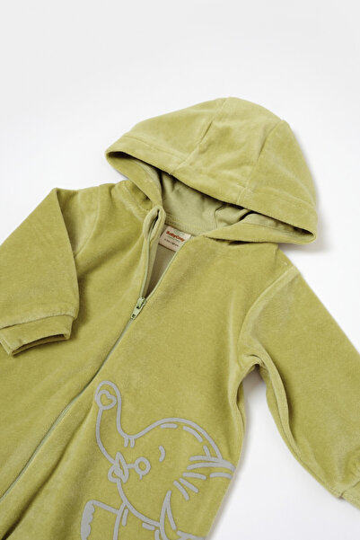 BabyCosy Elephant jumpsuit with long sleeves and hood made of 80% cotton and 20% polyester - Green, 6-9 months