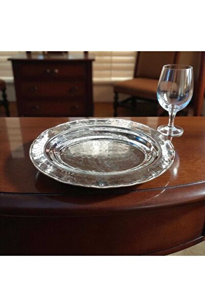 Bakır Center Copper Presentation Plate Large Size 41*29 cm Hammered Presentation Dish Without Lid Serving Boat Plate Thick Copper