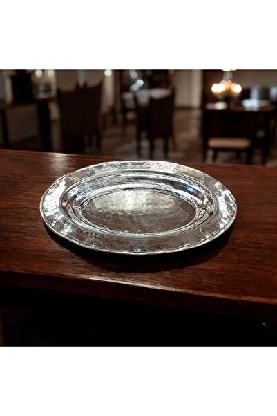 Bakır Center Copper Presentation Plate Large Size 41*29 cm Hammered Presentation Dish Without Lid Serving Boat Plate Thick Copper