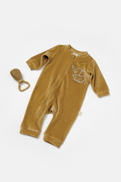 BabyCosy Elephant Jumpsuit with Long Sleeves, 80% Cotton and 20% Polyester - Mustard, 12-18 Months