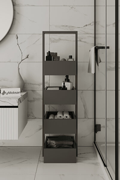 AYMOBSAN Multi Çok Amaçlı Banyo Rafı, Mutfak Rafı, Sepetli Çok Amaçlı Raf, 4 Raflı 120 CM