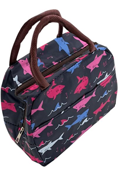 B&D B & D Insulated Lunch Cooler Bag, 4 L, 16.75 × 6.9 in, Navy Shark Pattern