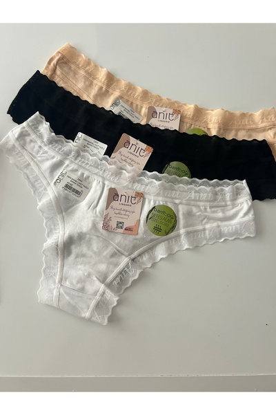 nuda luna Women's Thong Panties Bamboo-Black,White,Skin 6 Pieces