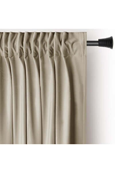 Amelia Home Velvet curtain with multifunctional drapery, Velvet, 140 x 270 cm, Classic beige, 1 pc.