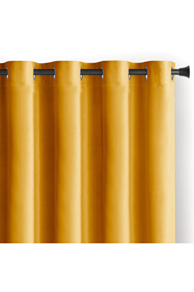 Amelia Home Velvet curtain with rings, Velvet, 210 g/m2, opacity 77%, 140 x 245 cm, Mustard, 1 pc