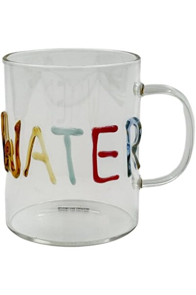 B&D Glass Mug with Decorative Text, 425 ml, Single-Wall, Set of 4