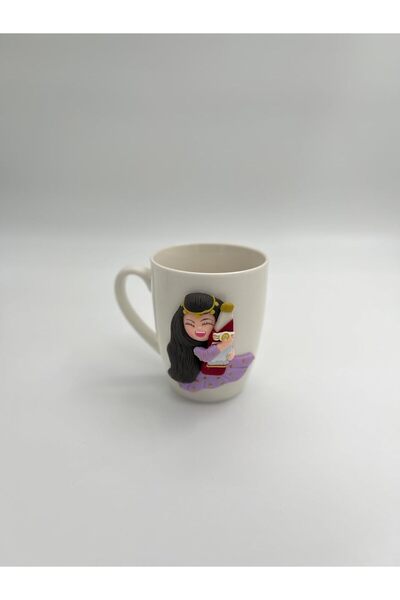 B&D B & D Decorative Ceramic Mug with Polymer Clay Character Design, White