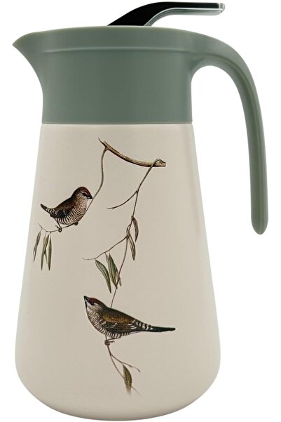 B&D إبريق معزول بالفراغ، سعة 1.0 لتر، مصنوع من الفولاذ المقاوم للصدأ بجدار مزدوج، بتصميم طائر مزخرف، لون أخضر داكن