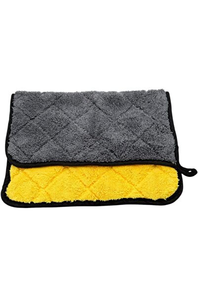 B&D منشفة تنظيف السيارات من الألياف الدقيقة، مزدوجة الجوانب، رمادية وأصفر، كب...