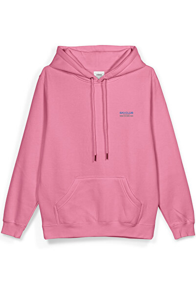 Overoz Ski Club Skiing Snowboard με τύπωμα με κουκούλα oversized Φούτερ Ροζ Φούτερ με κουκούλα H1409