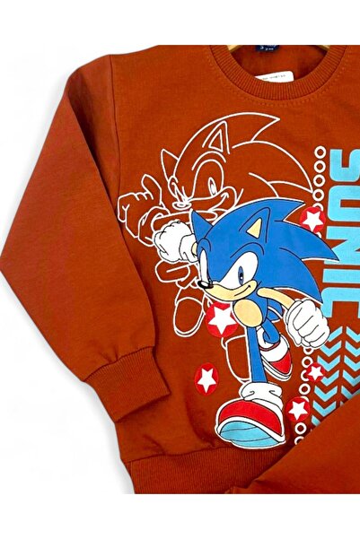 VOY KİDS Sonic Printed Boys' Seasonal Thin Tracksuit Set L Interlock Fabric 100% Cotton L 2-10 Years