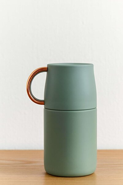 B&D Vacuum Insulated Cup, 220 ml, Stainless Steel, Green with Rose Gold Handle