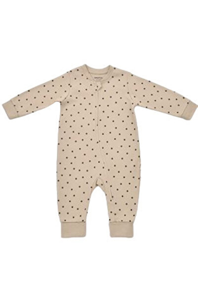 BabyCosy Giraffe polka dot jumpsuit with zipper, BabyCosy, 100% cotton, Mink, 3-6 Months