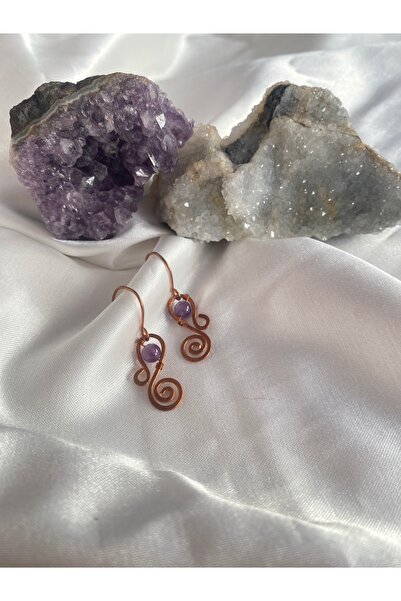 İDE TAKI TASARIMM HAM BAKIRDAN YAPILMIŞ EL YAPIMI DOĞAL TAŞ FİRUZE TAŞLI [şifa ve koruma] KÜPE