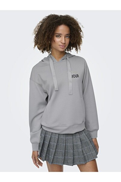 ONLY Кадин Гри Онлалина Лайф L/s Принт Худ Суит Суитшърт 15360223-Ultimateg