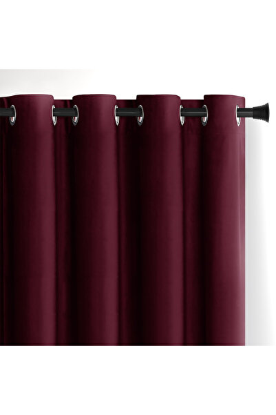 Amelia Home Velvet curtain with rings, Velvet, 210 g/m2, opacity 77%, 140 x 245 cm, Red, 1 pc.