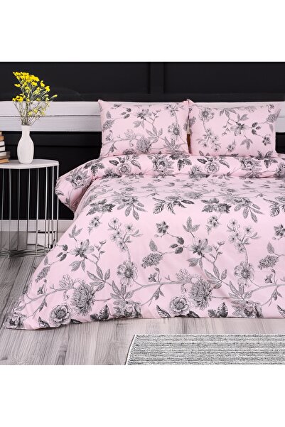 Gloriys Home & Decor Set de lenjerie de pat roz cu flori (FĂRĂ CĂDERE)