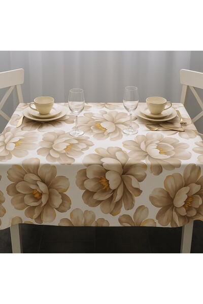 Pucioasa Teflon-coated cotton tablecloth 140x180 cm, beige floral
