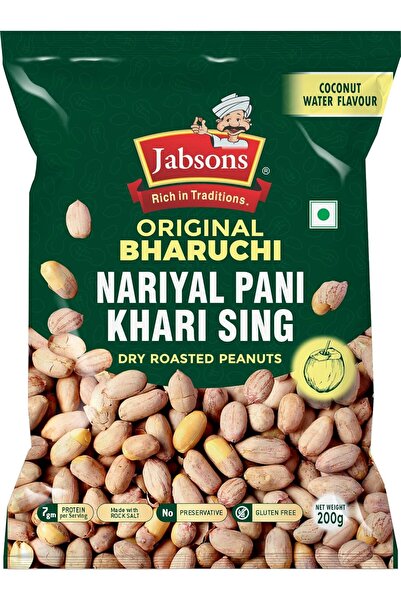 Jabsons Bharuchi Nariyal Pani (Coconut Water) Dry Roasted Peanuts, Gluten Free, 400g