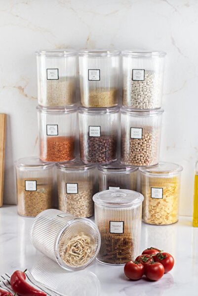 Mustran 12-Piece Baroque Round Large Jar Set & Storage Container & Food Container (12*2000 ml)