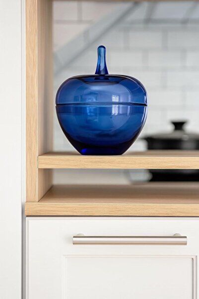 B&D مرطبان تخزين زجاجي مع غطاء، على شكل دمعة، 500 مل، أزرق، 15×12×15 سم، تصمي...