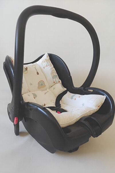 nelcollection Muslin Stroller/Car Seat Cushion, 100% Cotton, with Bib Gift